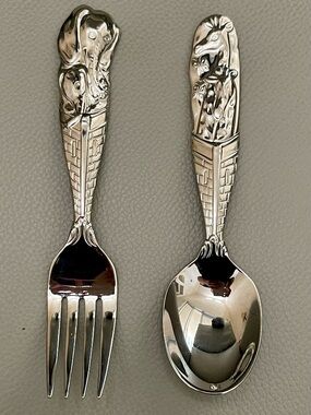 VTG Gorham 2-Piece Children's 18/8 Stainless Noah’s Ark Toddler Flatware Set
